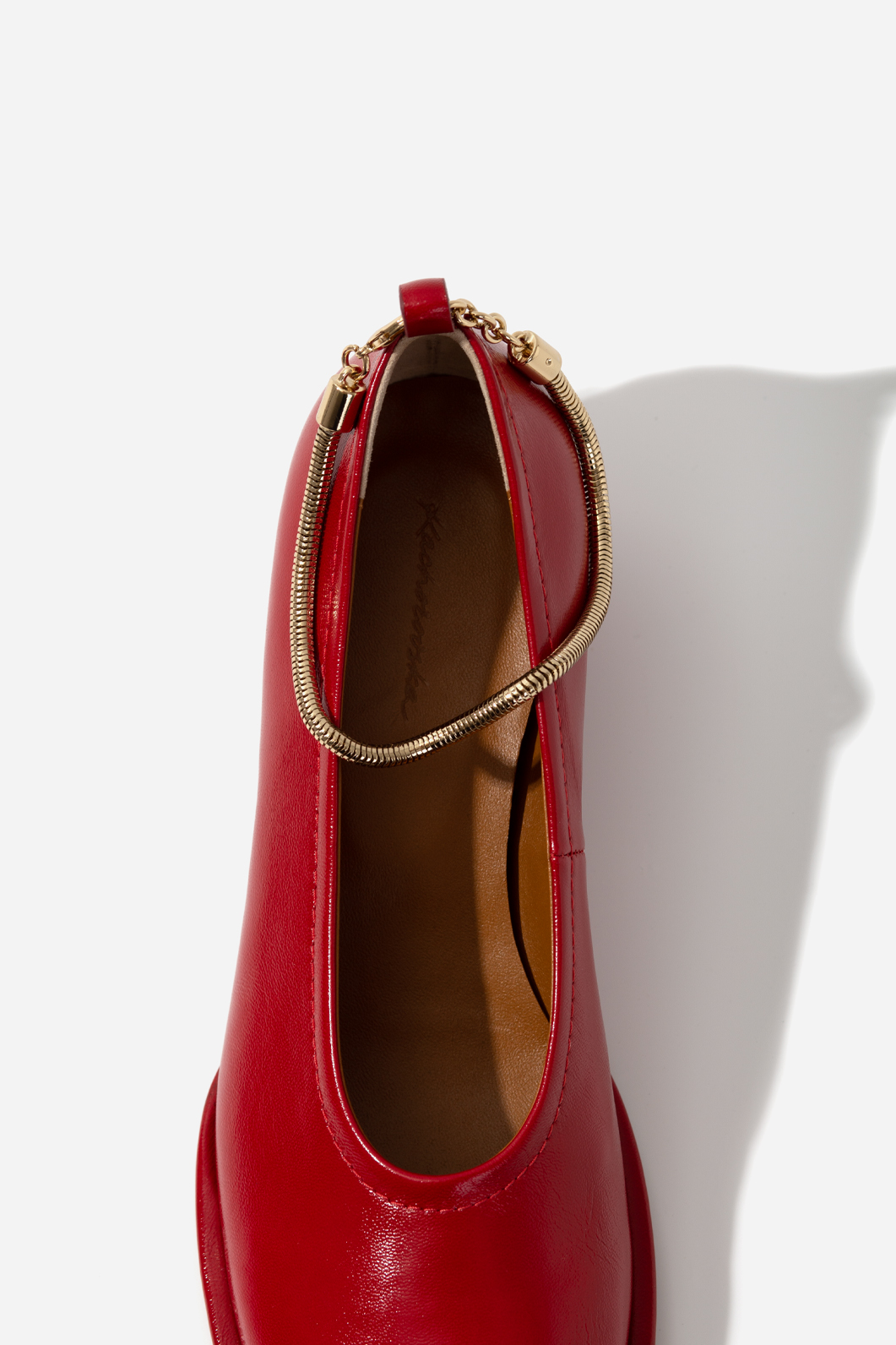 Natalie red leather pumps