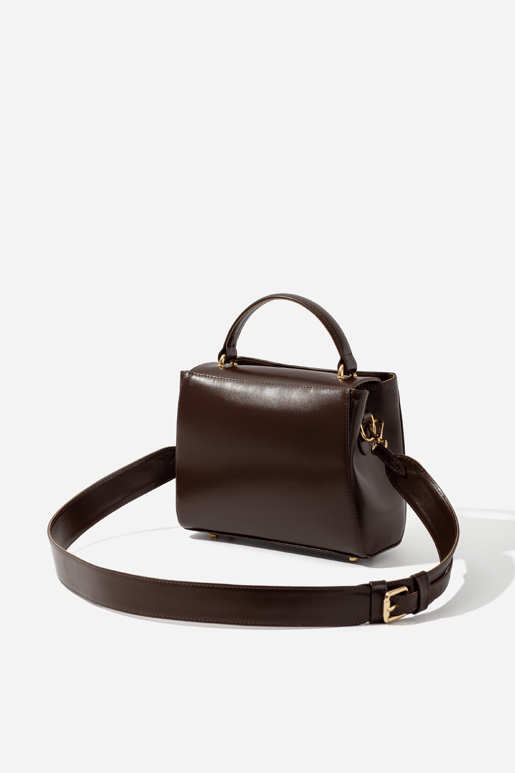 Erna mini New dark brown leather bag /gold/