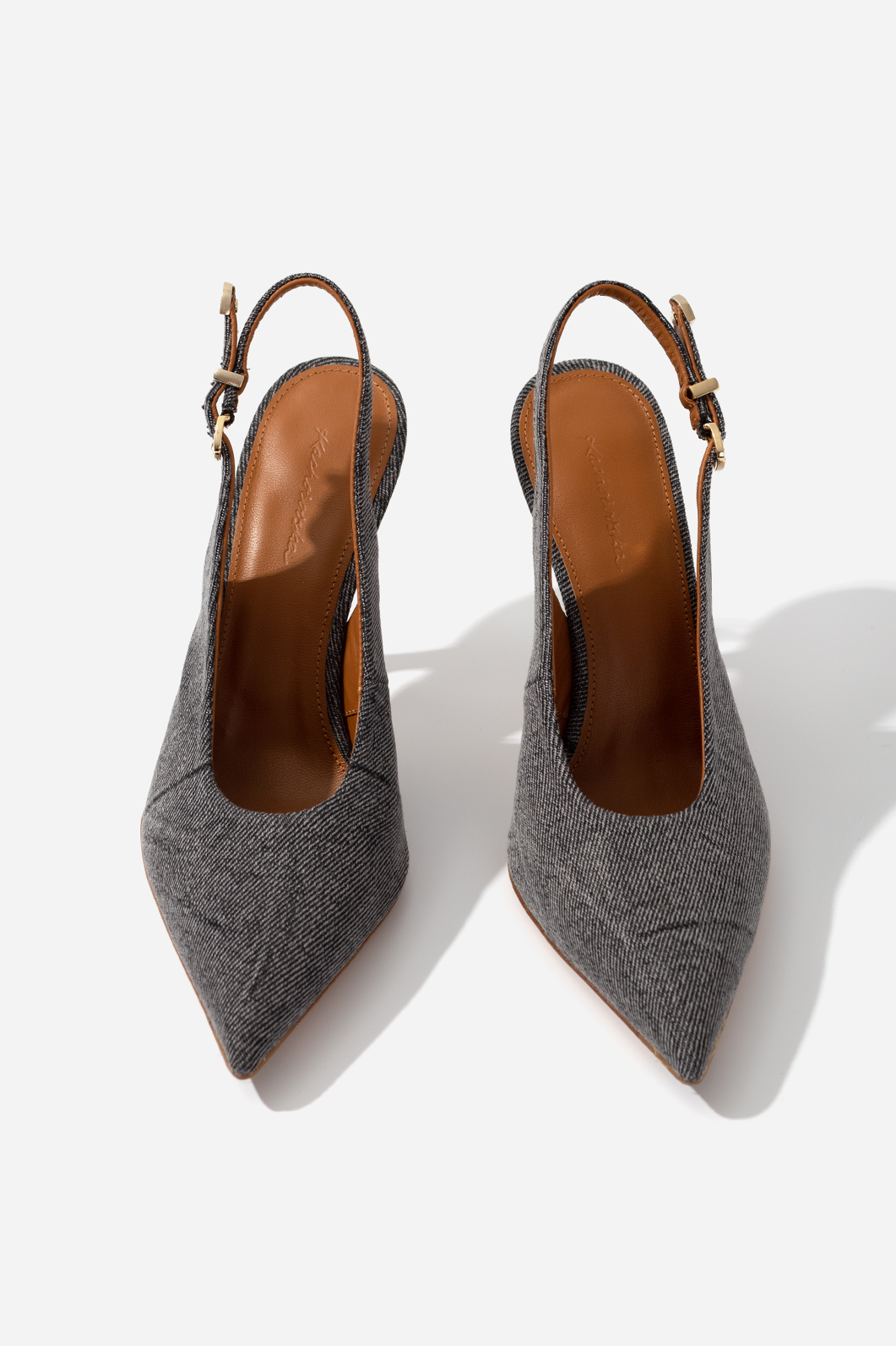 Shannen gray textile slingbacks