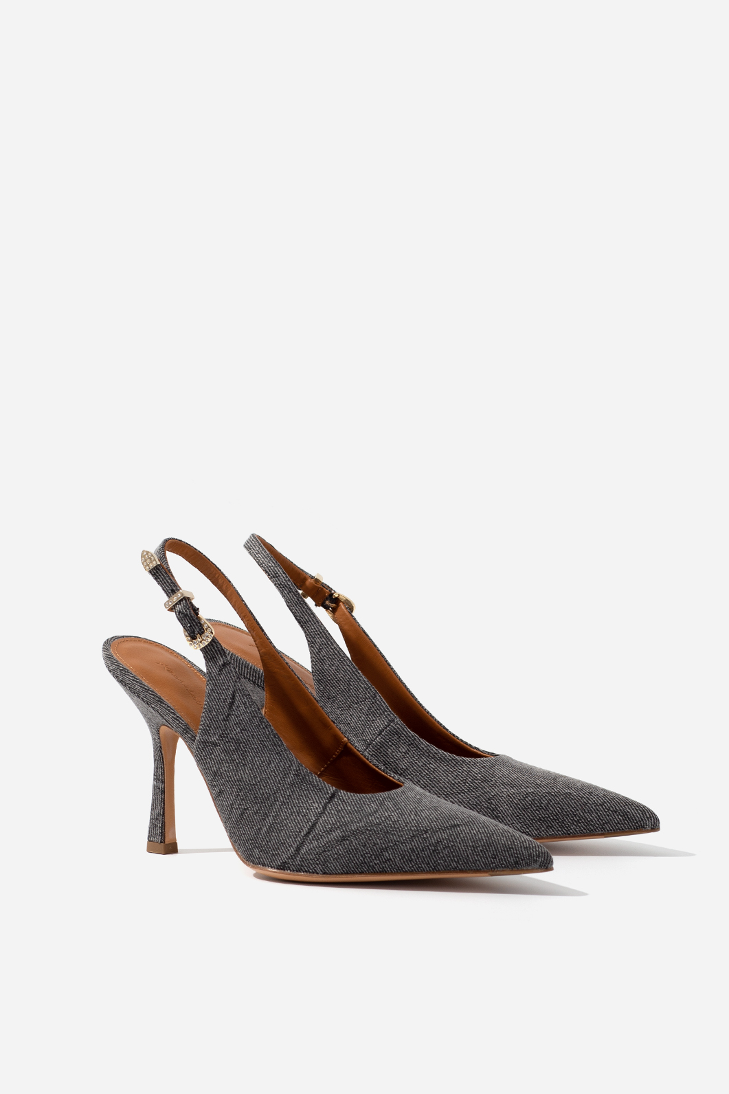 Shannen gray textile slingbacks