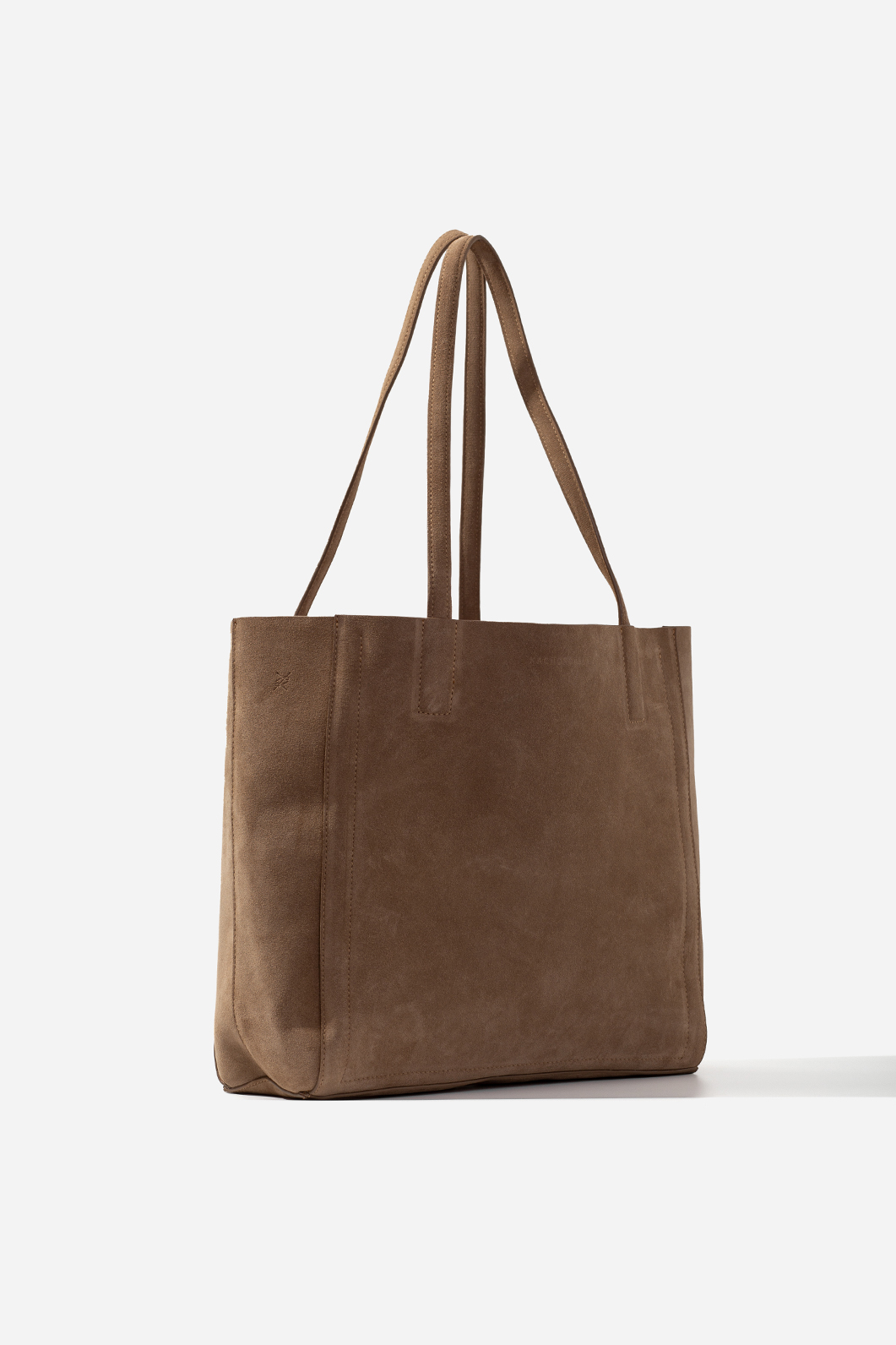 Sarah mini light brown suede shopper bag /gold/