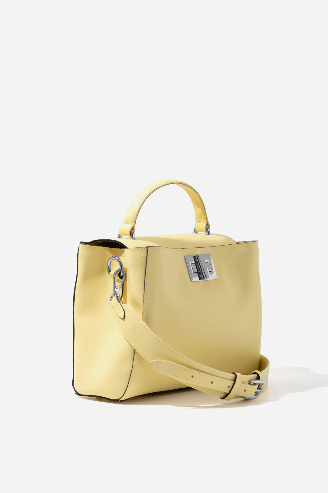 Erna Soft New light yellow leather bag /silver/