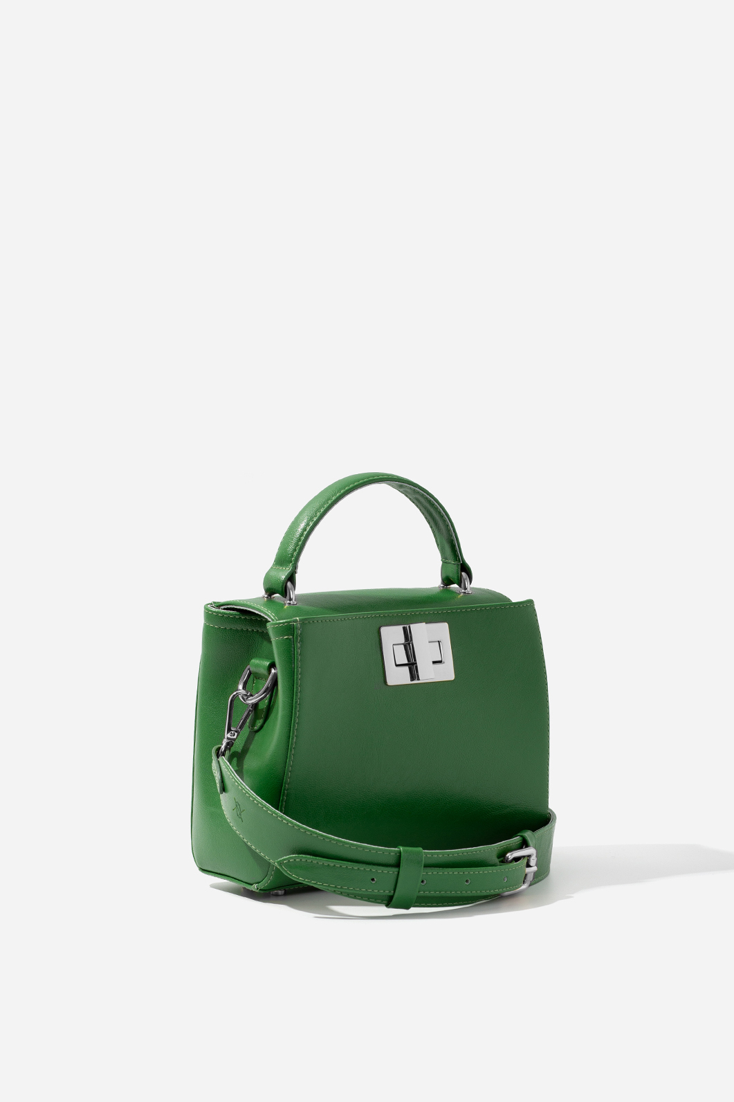 Erna mini New green leather bag /silver/