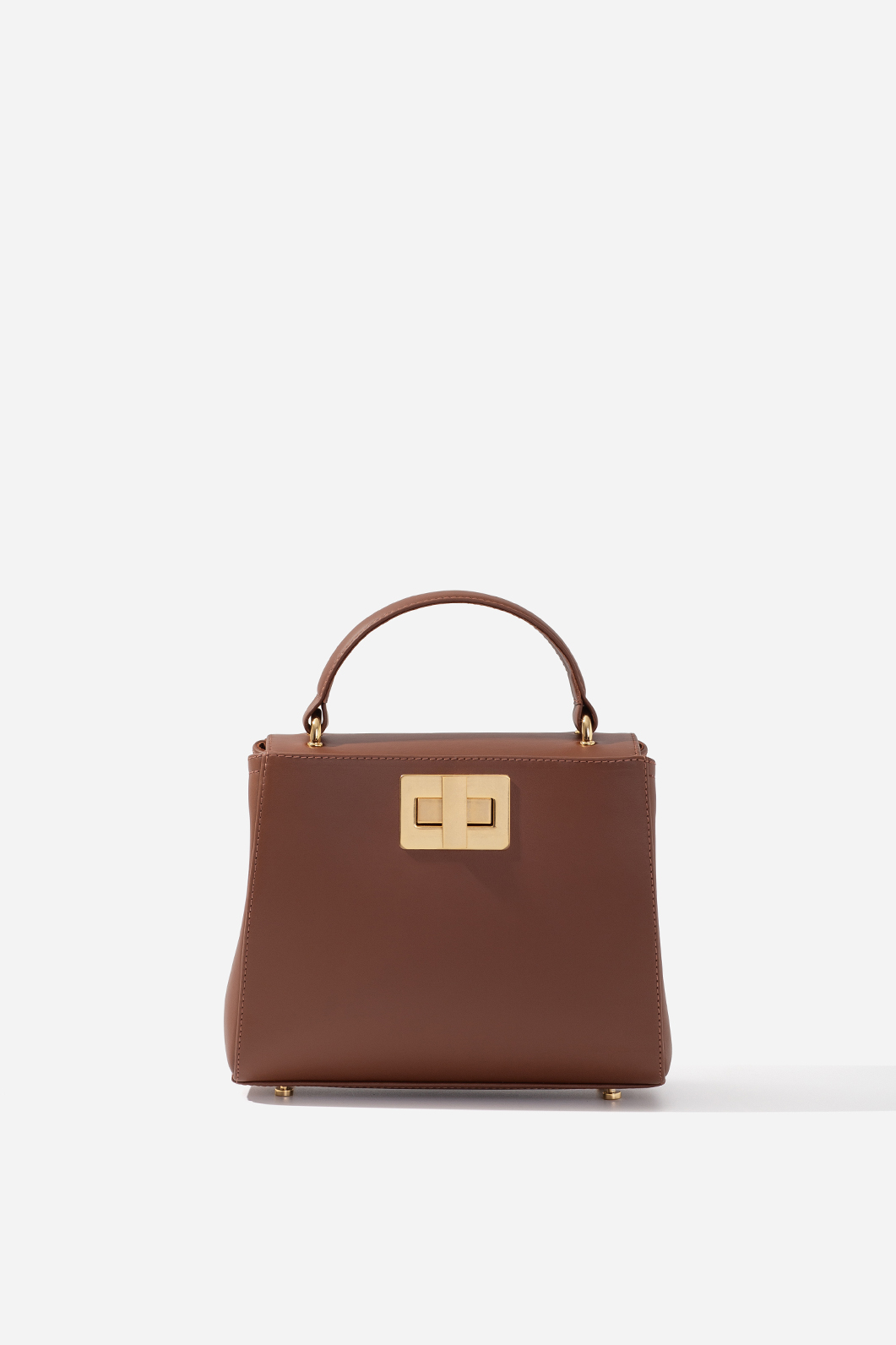Erna mini New brown leather bag /vitage gold/