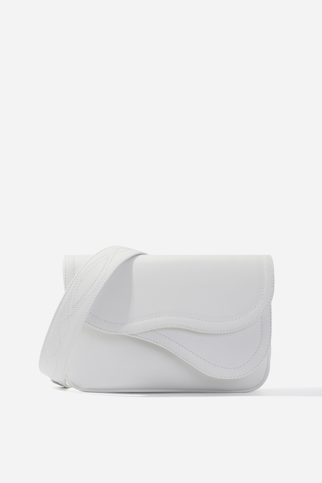 Кросбоді Saddle bag 2 з білої шкіри /срібло/