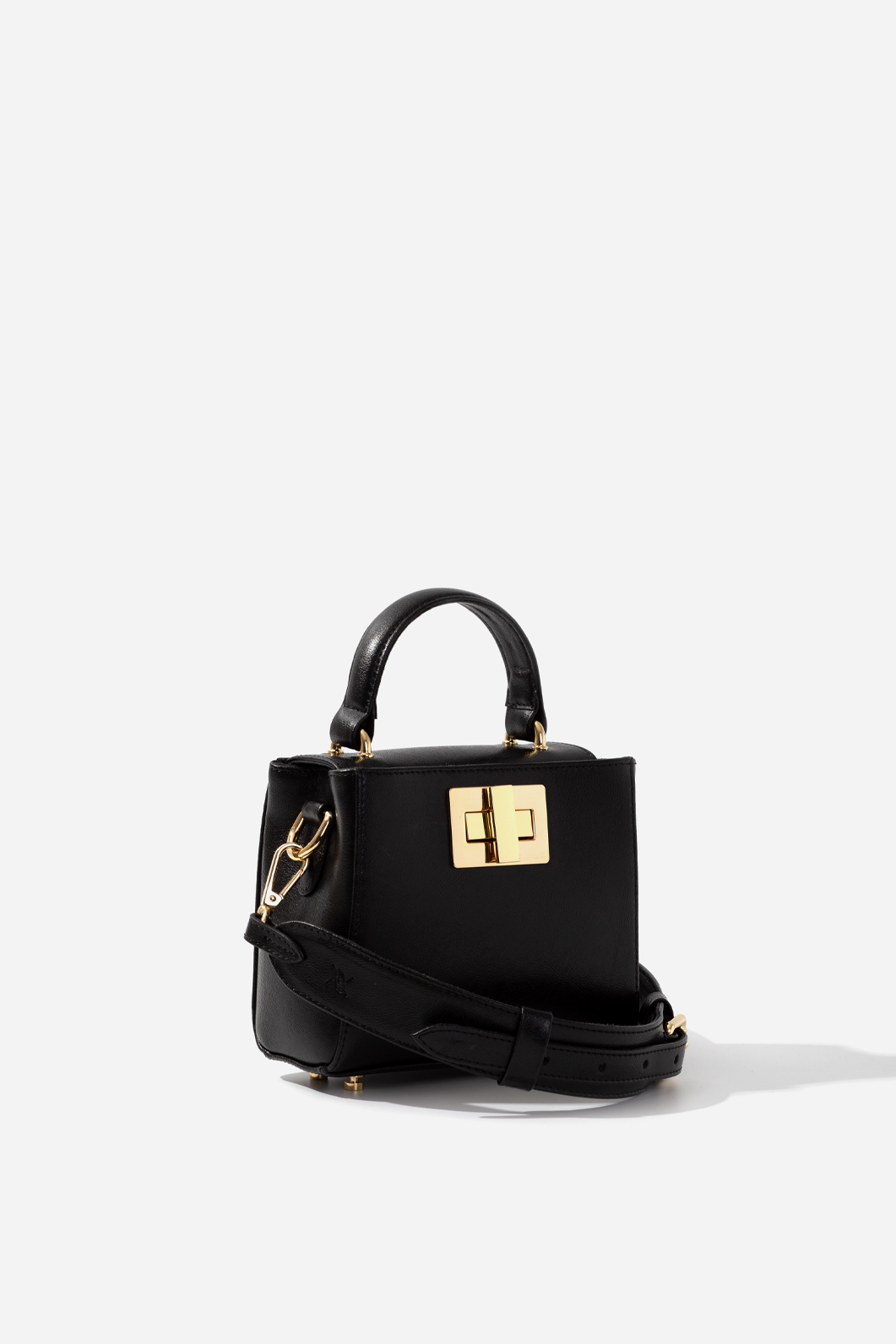 Erna micro New black leather bag /gold/
