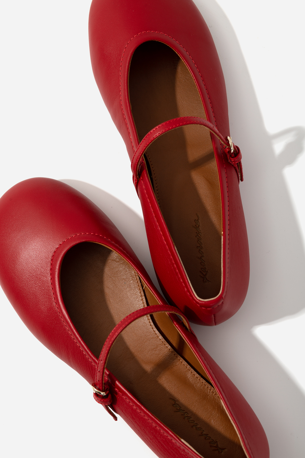 Ashley dark red leather ballet flats