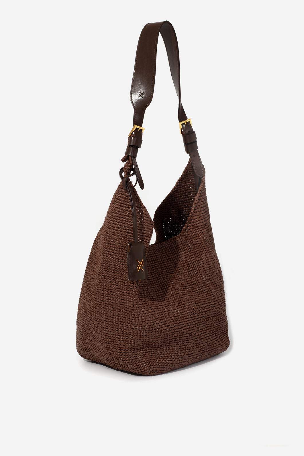 TASHA RAFFIA сумка-хобо коричнева