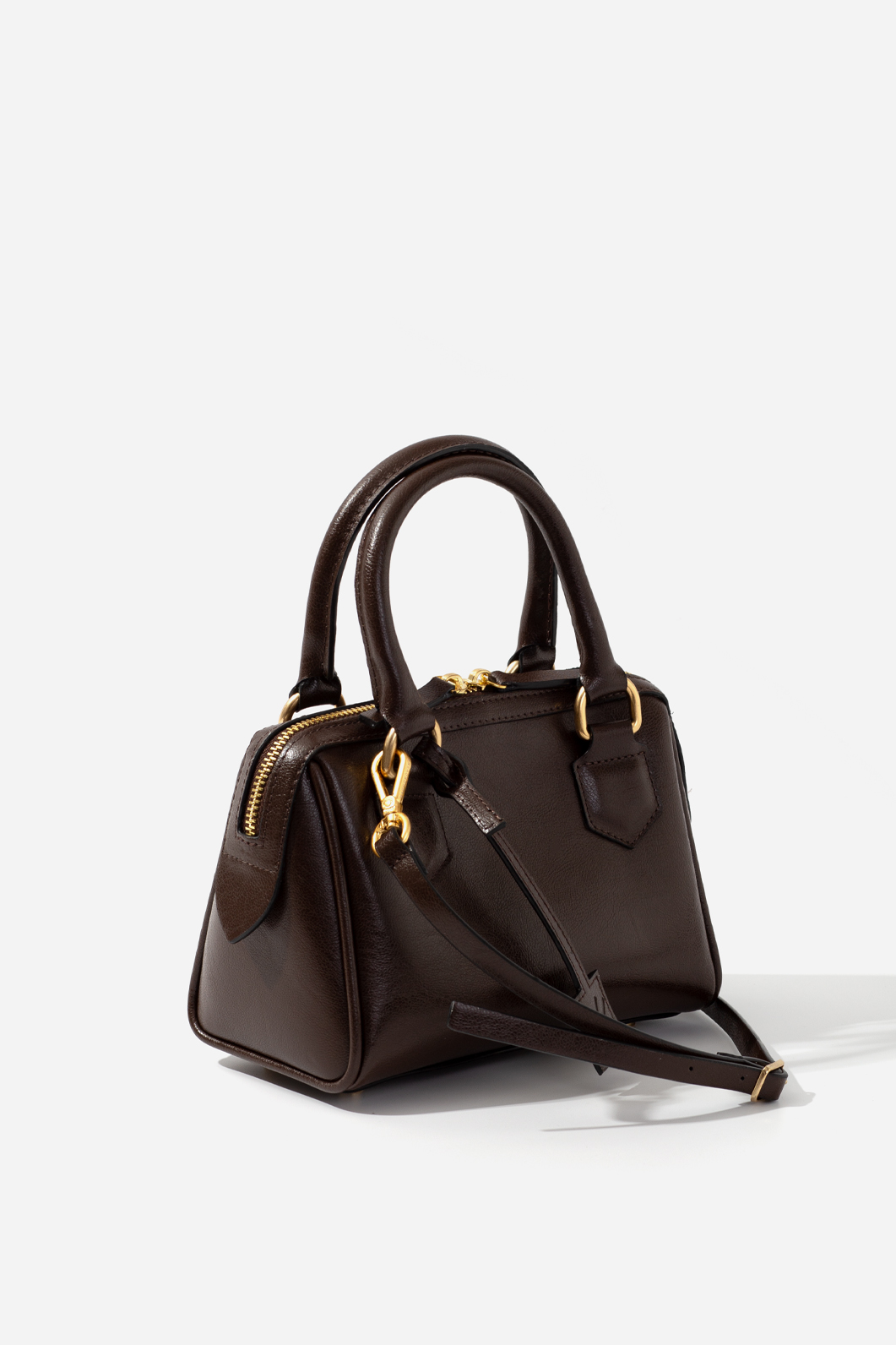 Drew dark brown leather bag /gold/
