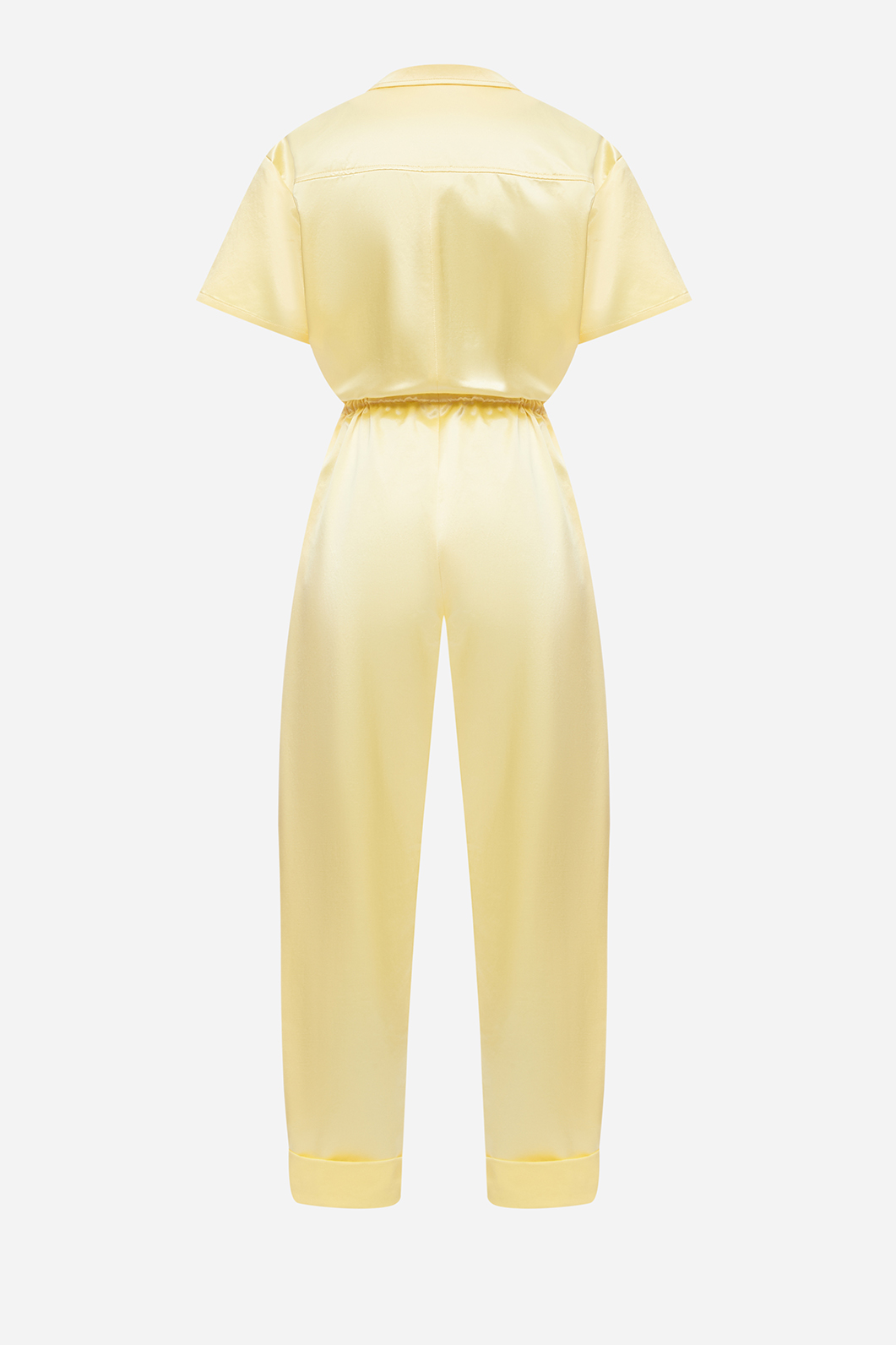Yellow jumpsuit with short sleeves