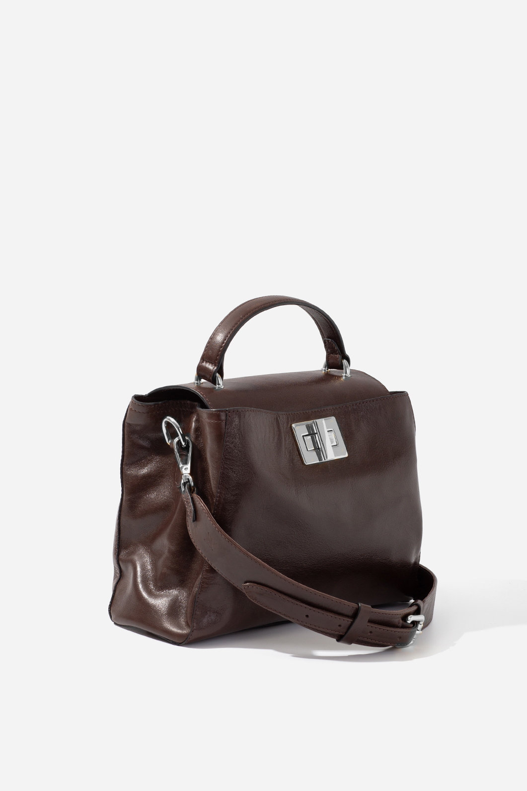 ERNA SOFT dark brown bag /silver/