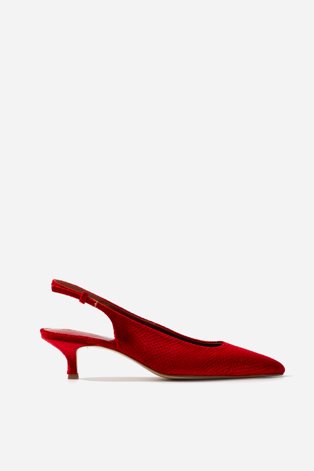 DARCY red satin slingbacks