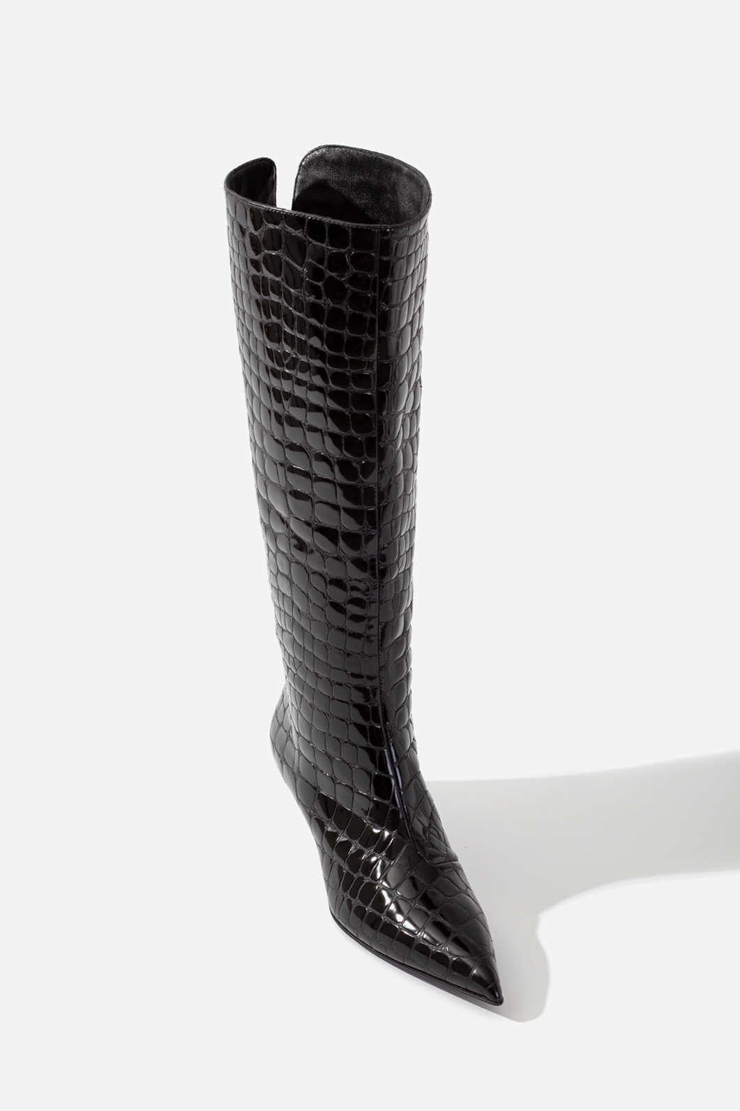 CONNIE black reptile boots