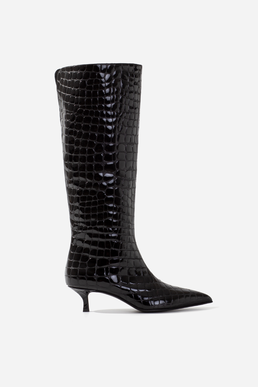 CONNIE black reptile boots