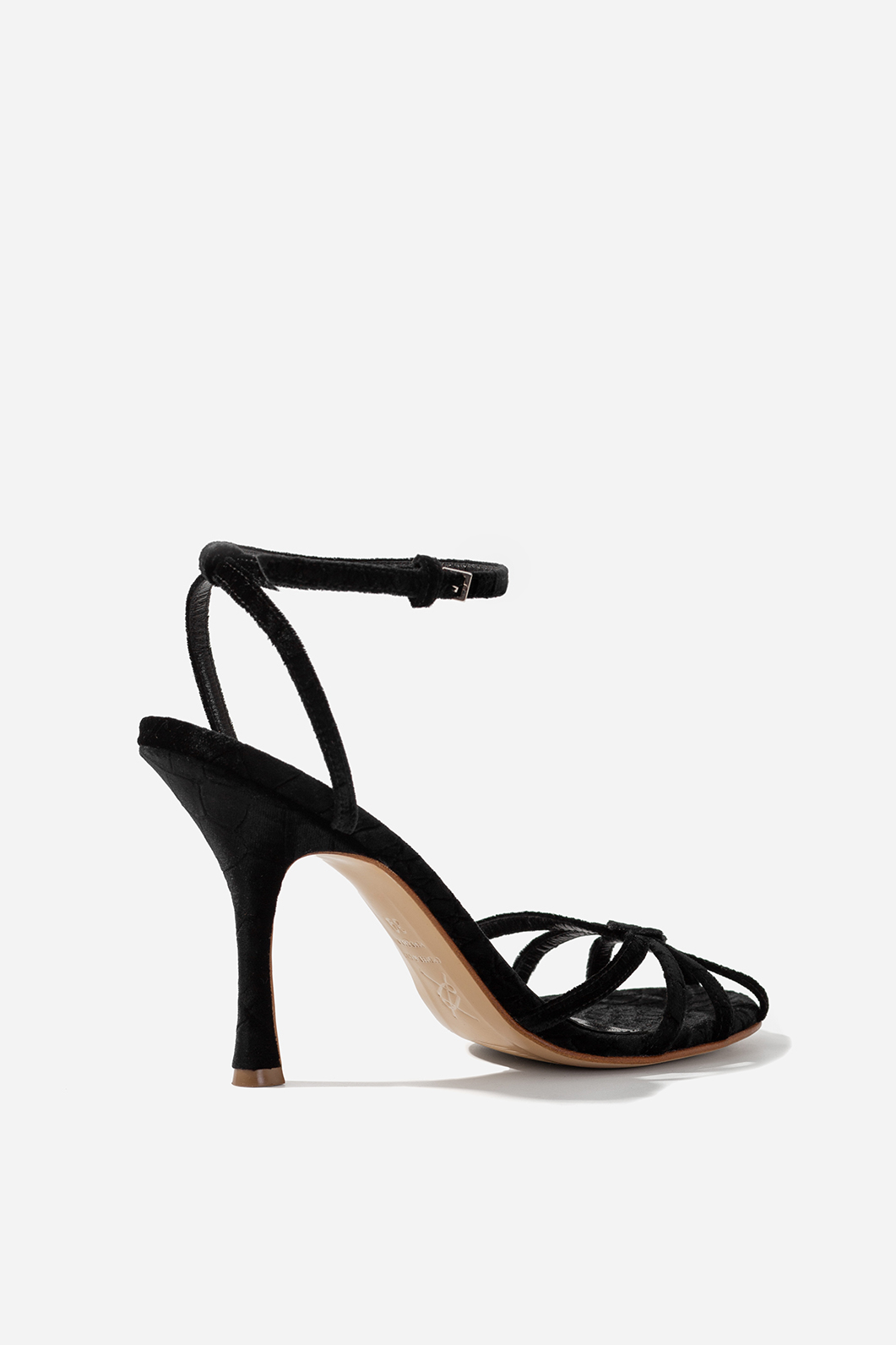 LEONA black velvet sandals