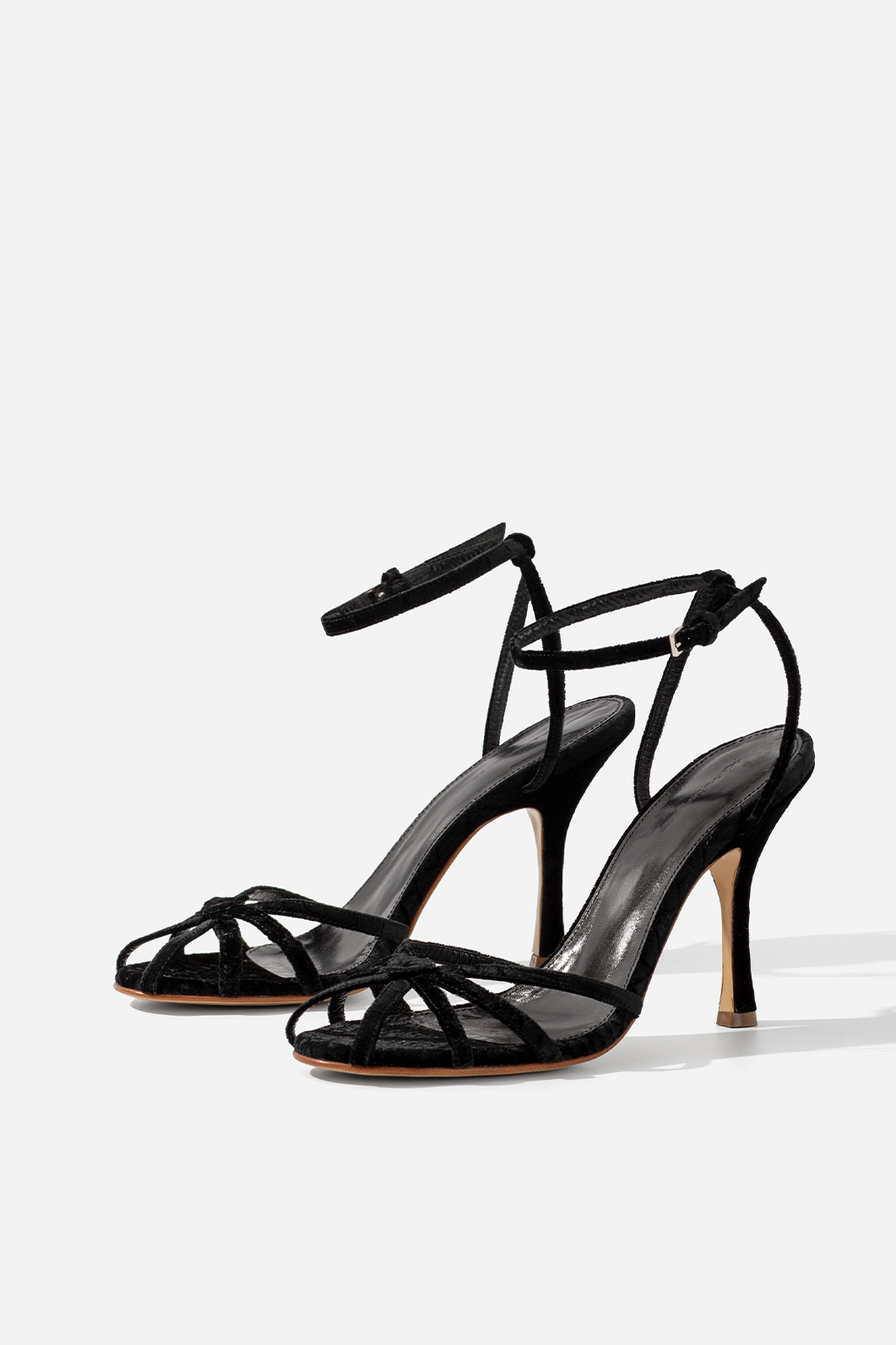 LEONA black velvet sandals