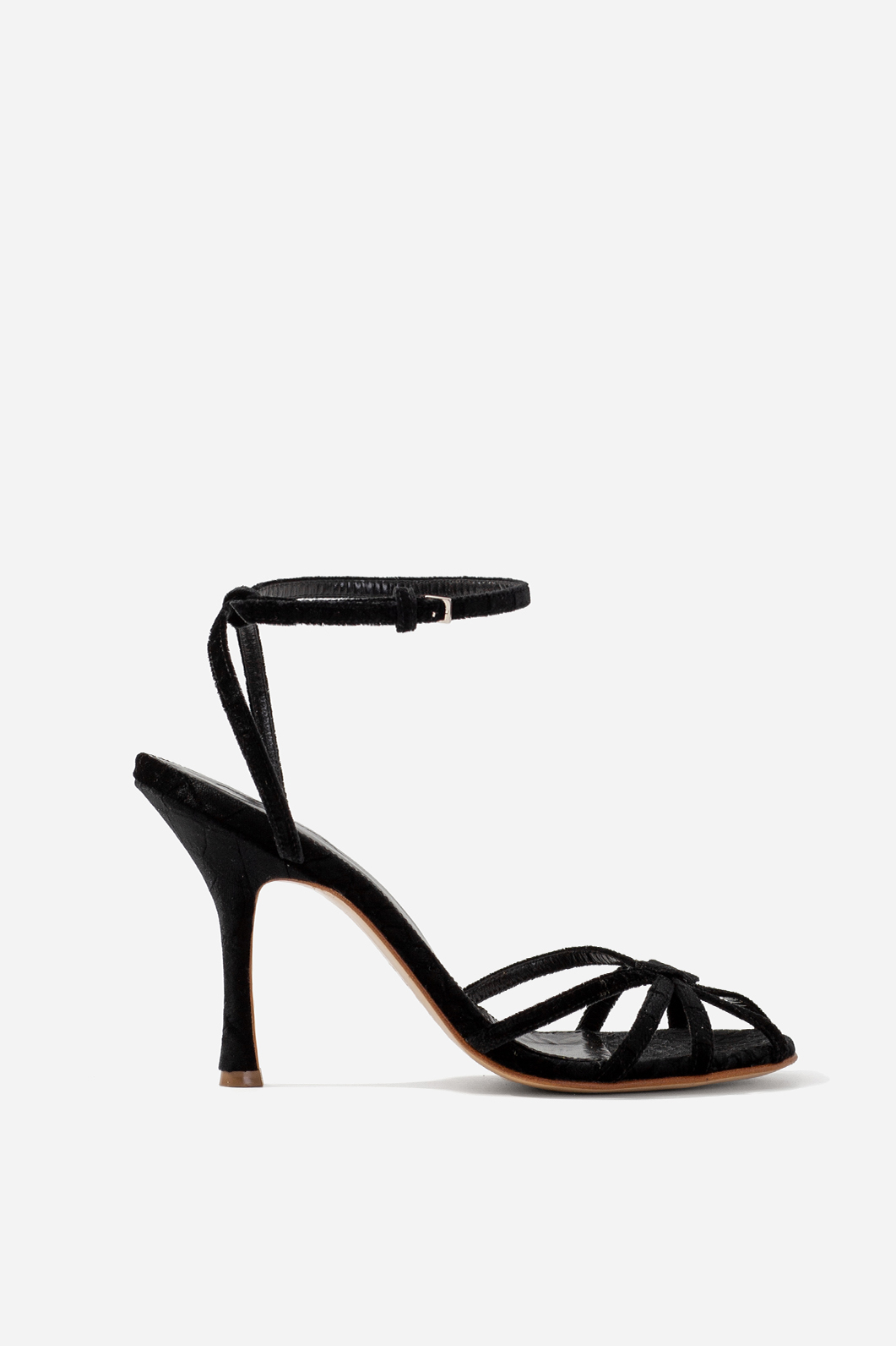 LEONA black velvet sandals