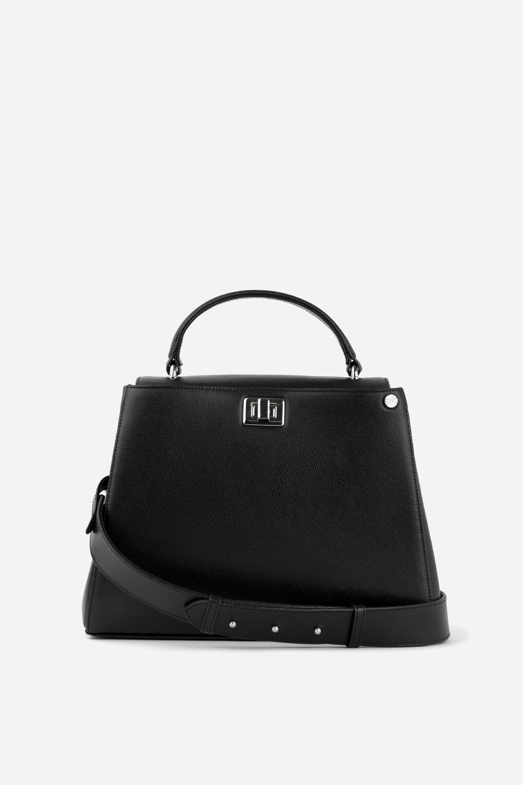 Erna 
black leather bag /silver/